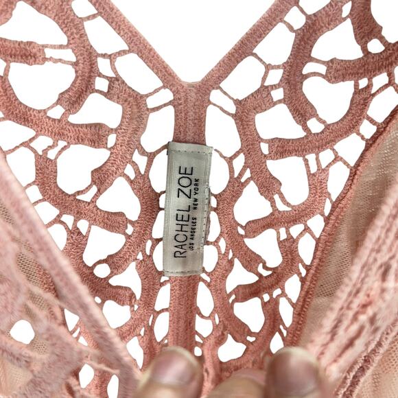 Rachel Zoe Blush Embroidered‎ Sheer Boho Kaftan Cover-Up OS - Picture 2 of 7